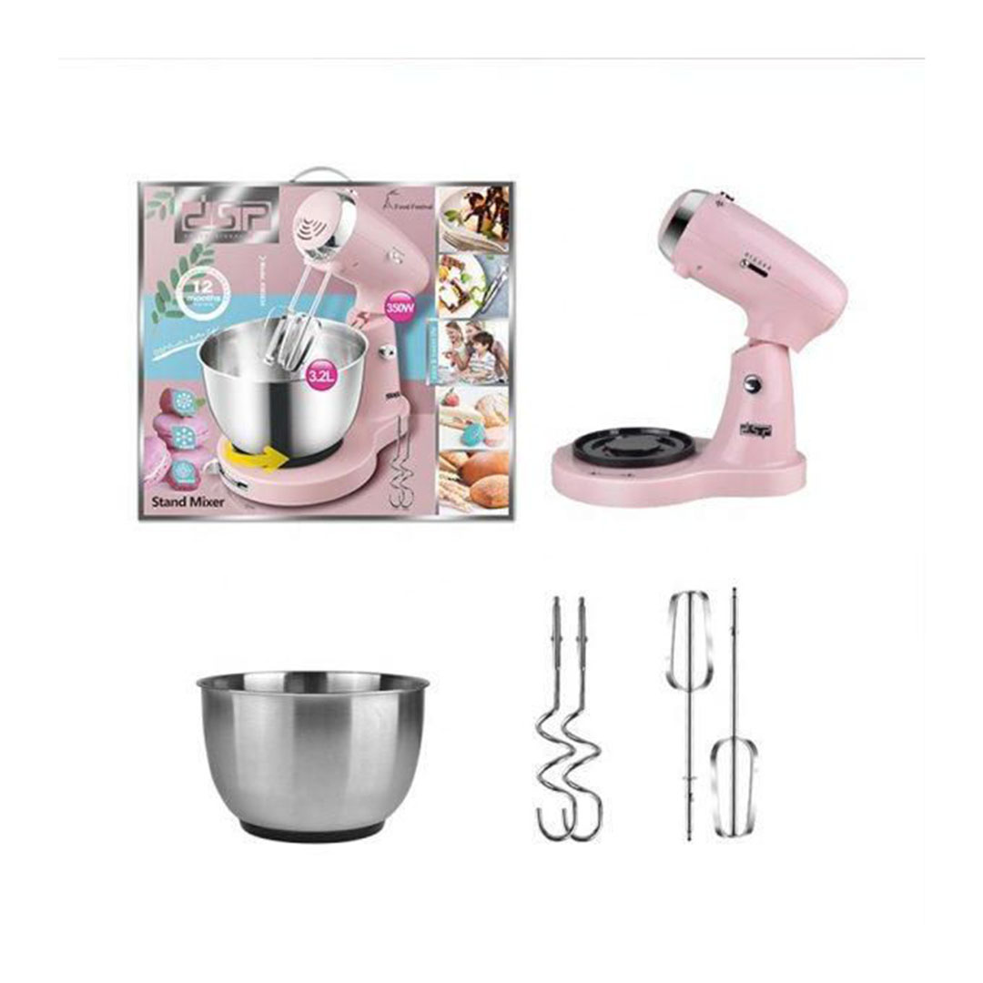 عجان DSP 5 سرعات وعاء ستانلس 3.2 لتر مضربين + خطافين 350 واط KM3034 (Pink)