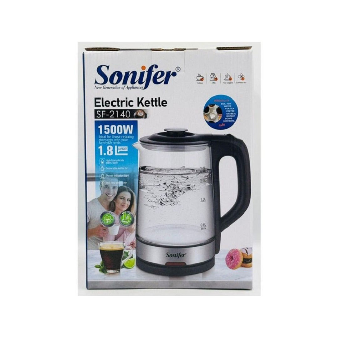 غلاية زجاج بيركس من سونفير - 1.8 لتر - 1500 وات - SF-2140