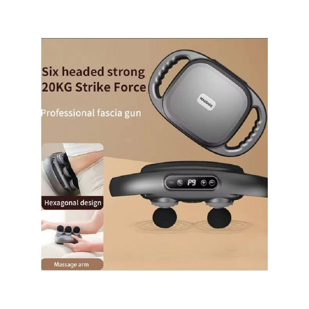 مسدس مساج و تدليك لاسلكي - 6 رؤوس شاشة LCD -أسود FZ-60 (Black)