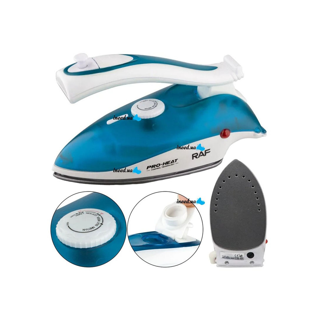 مكواة بخار وجافة قابلة للطي للسفر و الرحلات /خفيفة الوزن / غير لاصقة / 800 واط