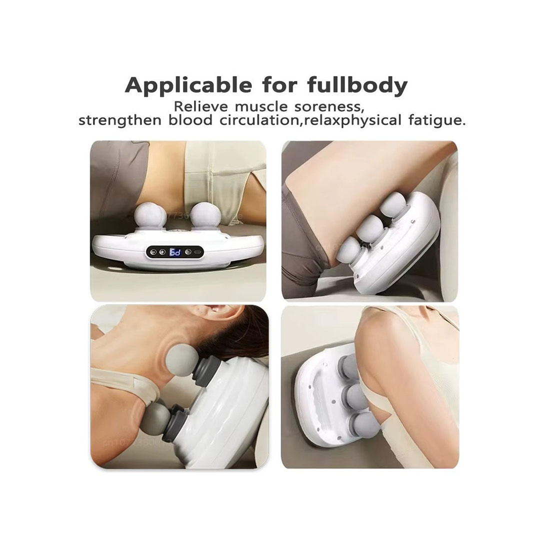 مسدس مساج و تدليك لاسلكي/قابل لإعادة الشحن - 6 رؤوس - شاشة LCD/ FZ-60 (White)