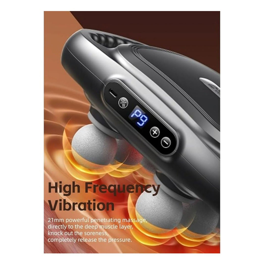 مسدس مساج و تدليك لاسلكيقابل لإعادة الشحن - 6 رؤوس - شاشة LCD FZ-60 (Grey)