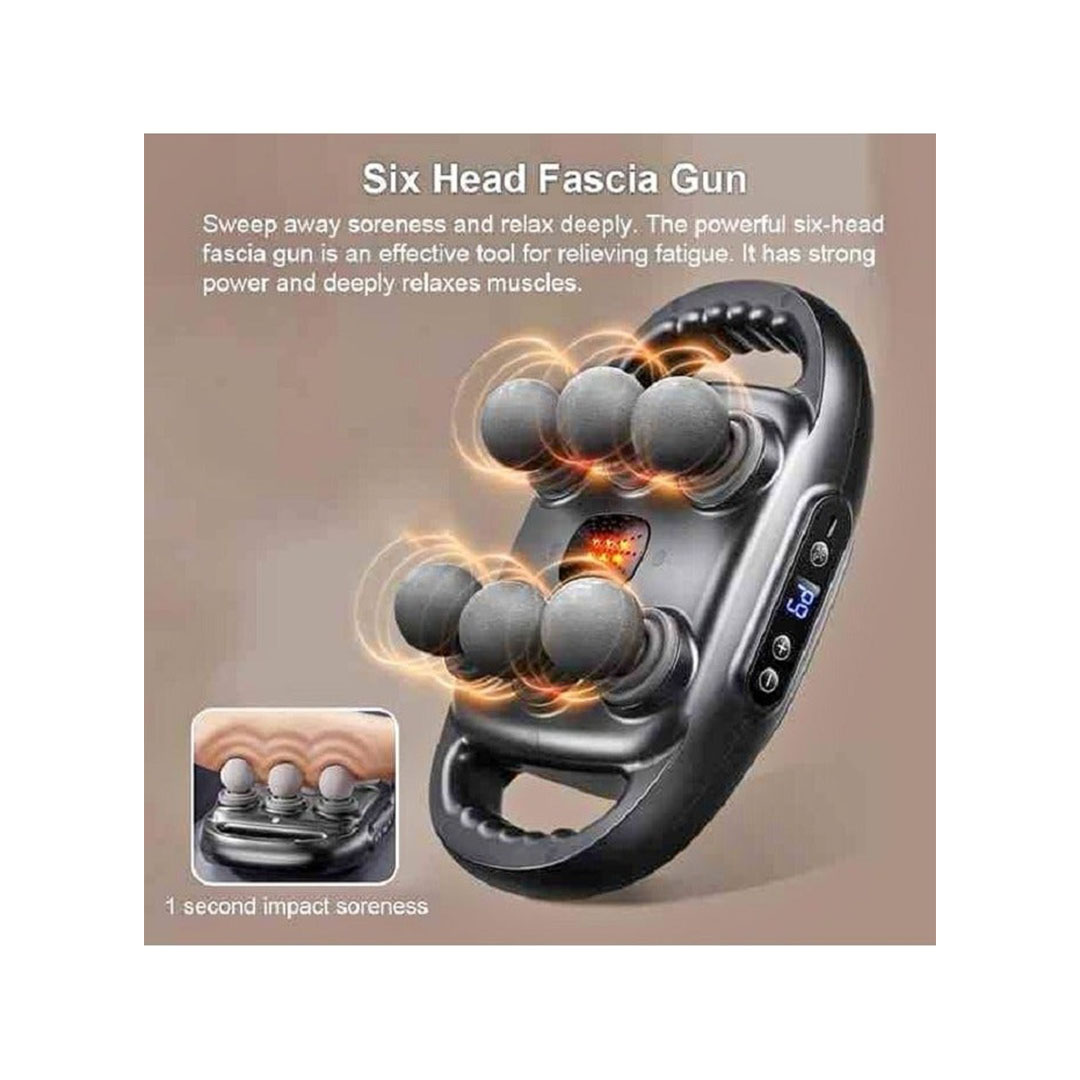 مسدس مساج و تدليك لاسلكي - 6 رؤوس شاشة LCD -أسود FZ-60 (Black)