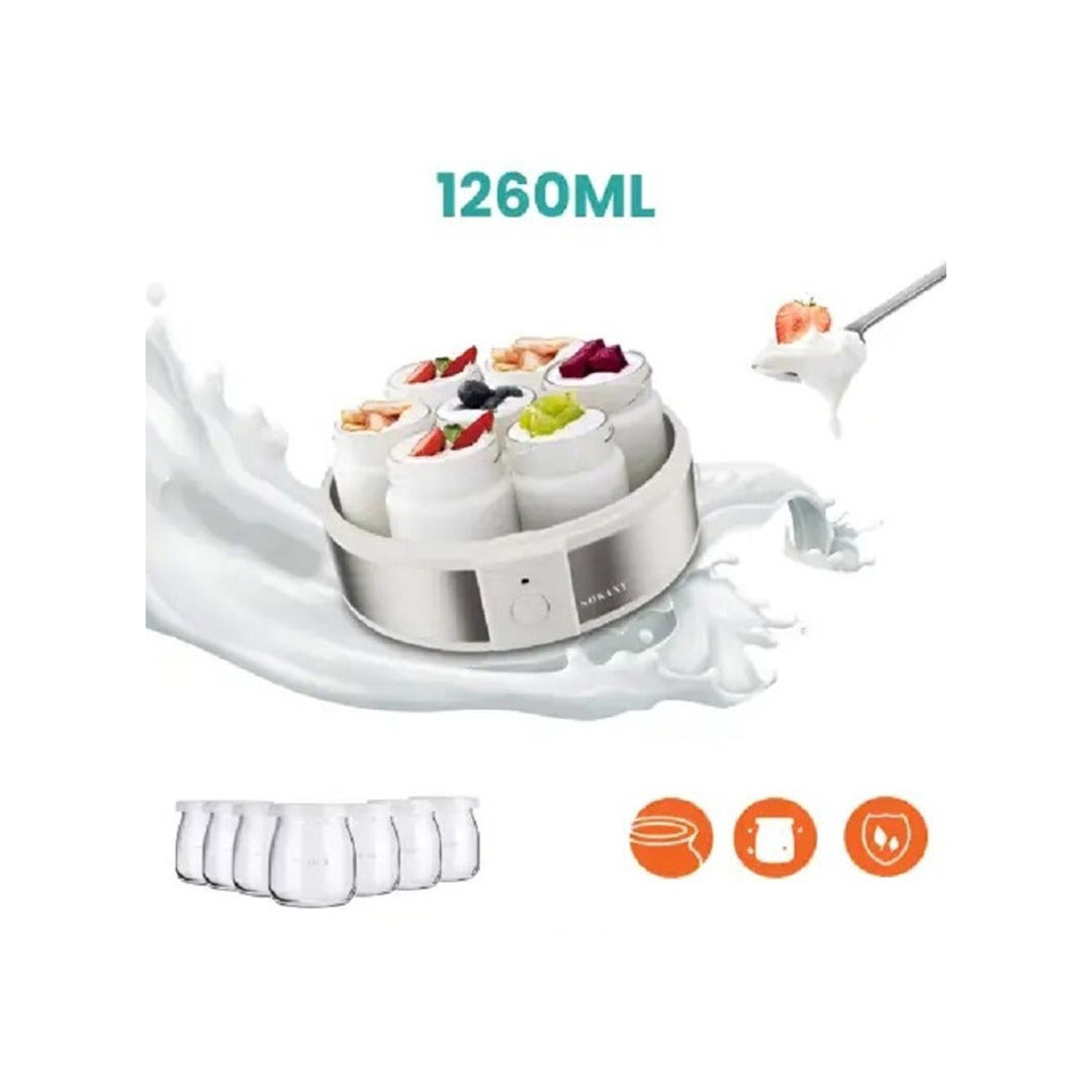 ماكينة صنع الزبادي بجسم من الستانلس ستيل سوكاني - 7 أكواب