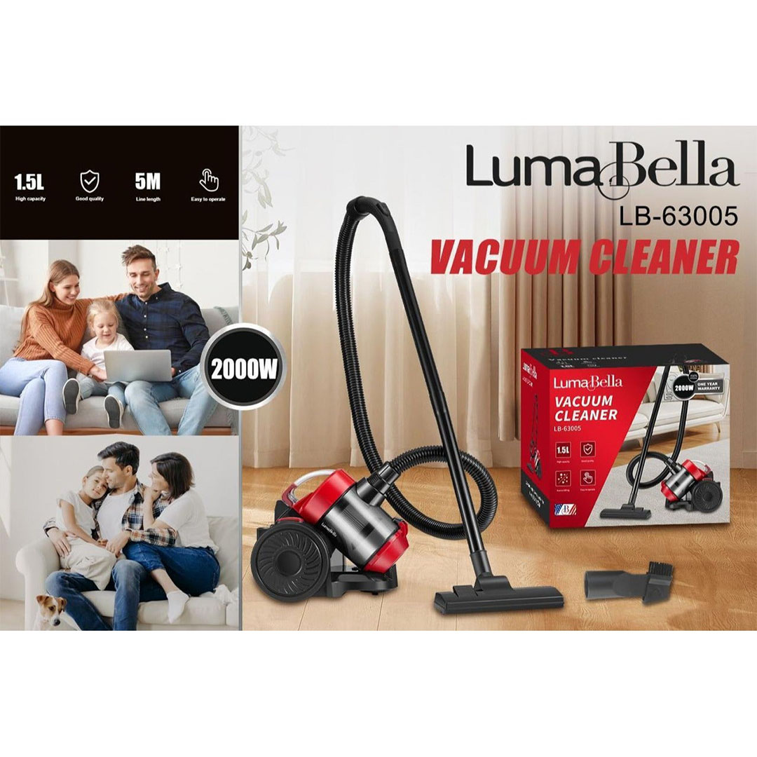 مكنسة كهربائية بدون كيس نظام فلتره سلك 5 متر سعة 1.5 لتر - 2000 واط - LB-63005