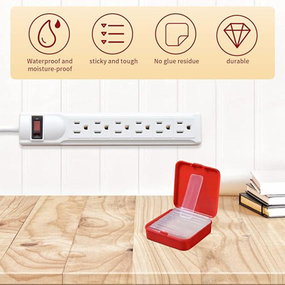 شريط لاصق مزدوج الجوانب مع صندوق تخزين - 60 قطعة - شفاف