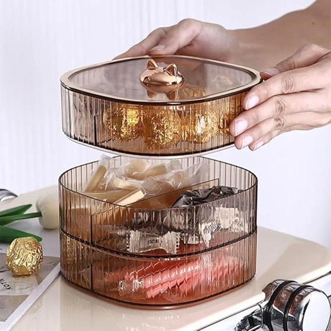 علبه تسالي اكليرك مقسم - 3 دور - عسلي