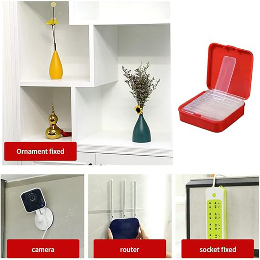 شريط لاصق مزدوج الجوانب مع صندوق تخزين - 60 قطعة - شفاف