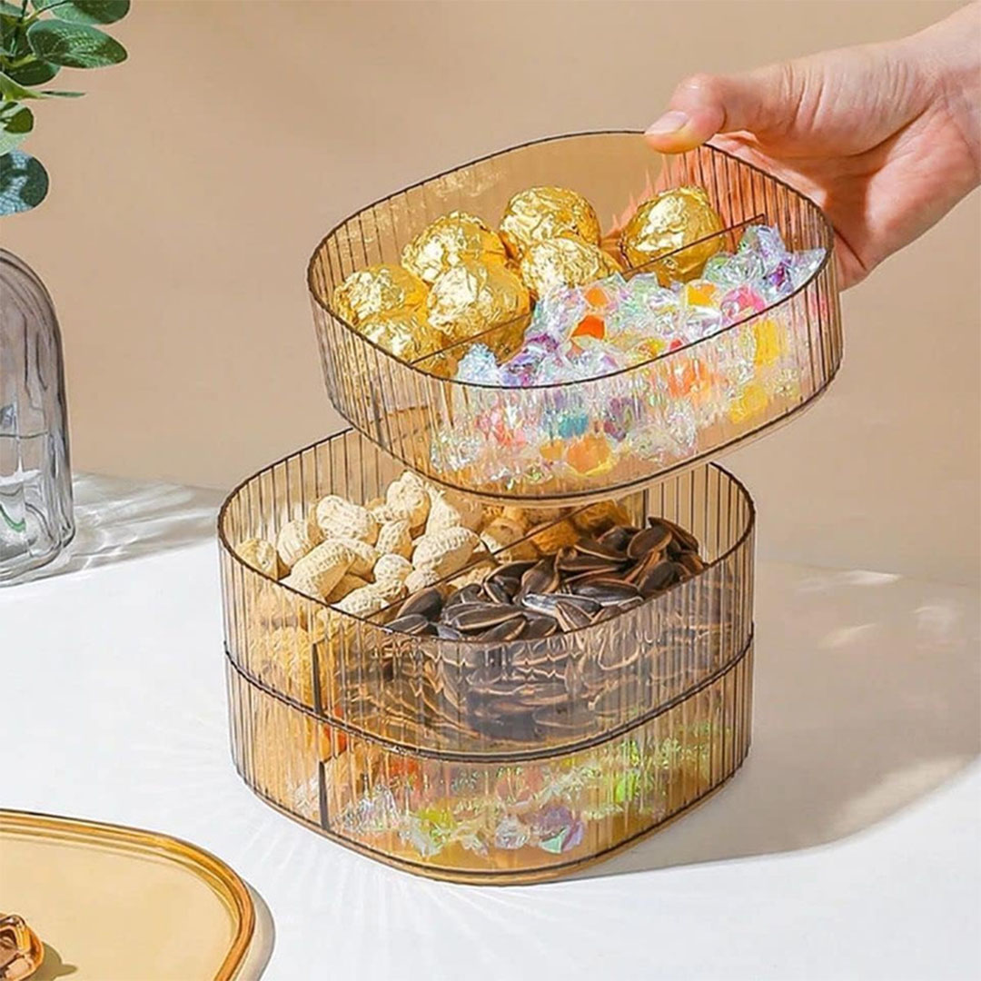 علبه تسالي اكليرك مقسم - 3 دور - عسلي