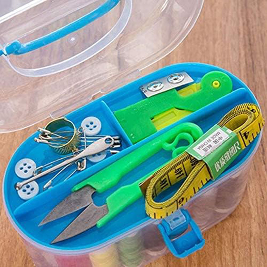 علبة أدوات خياطة - 10 الوان - أزرق