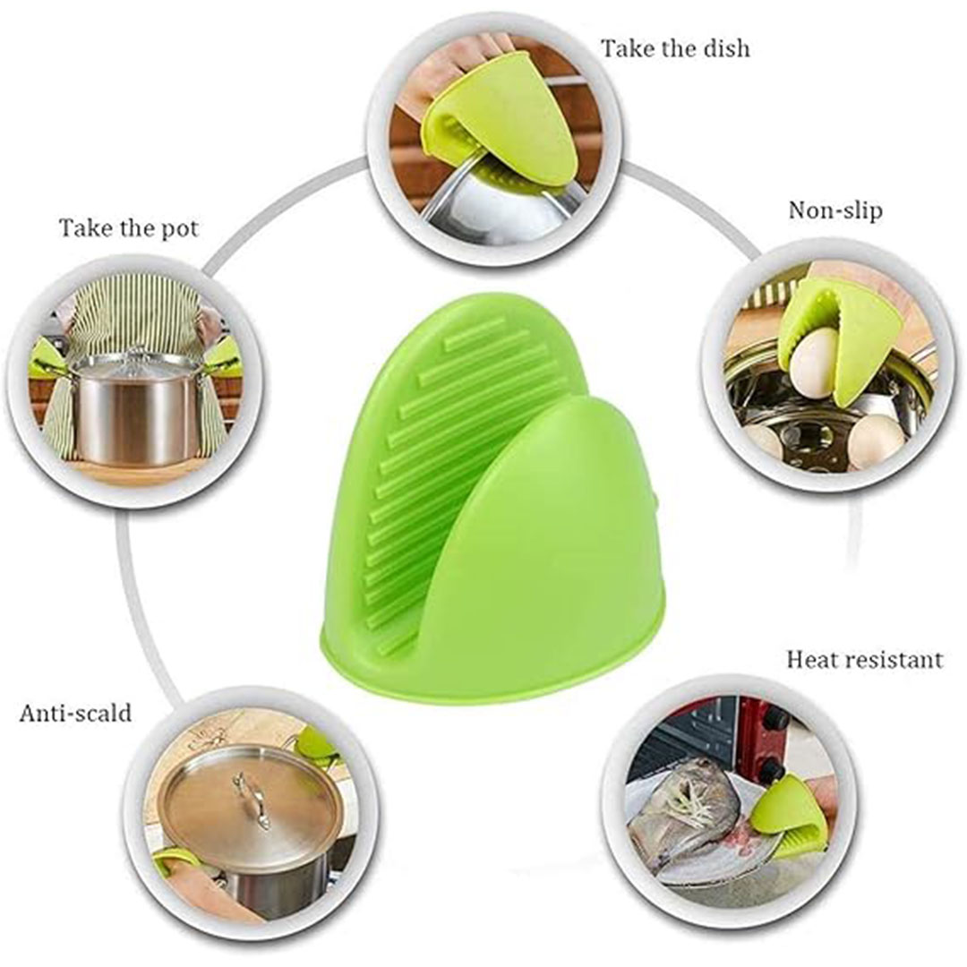 قفازات فرن من السيليكون - أخضر