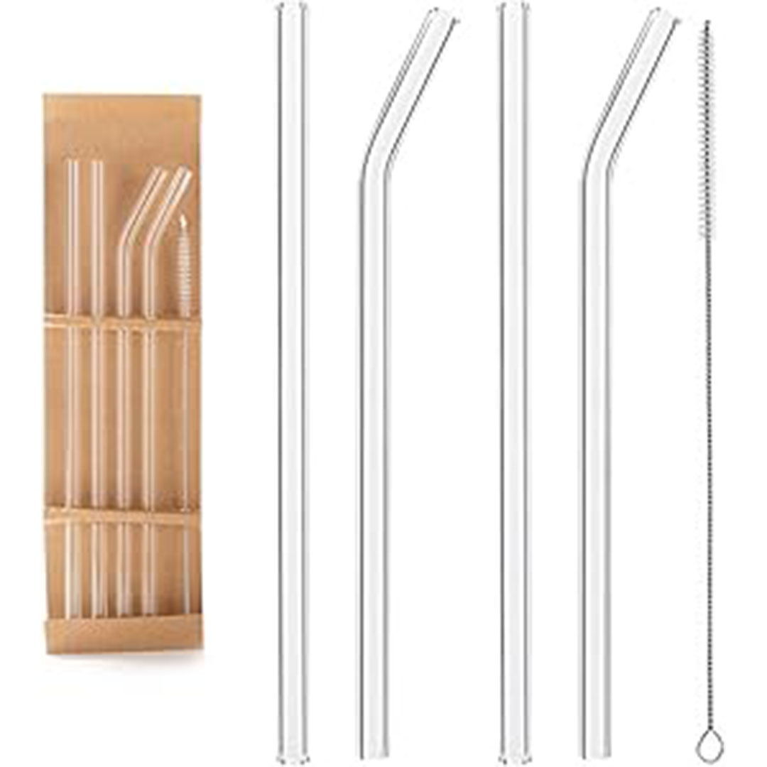 طقم شاليموه زجاج شفاف 4 قطع + فرشاة للتنظيف