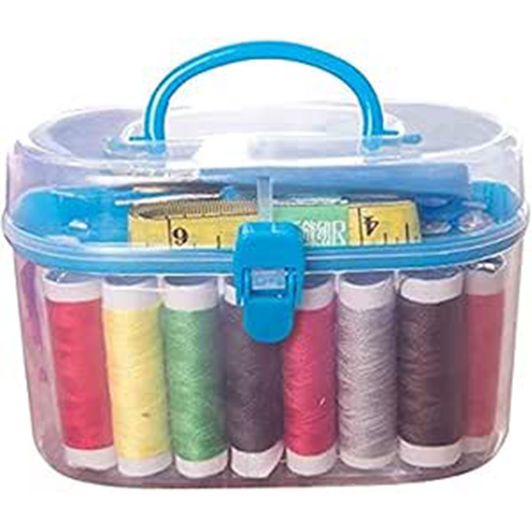علبة أدوات خياطة - 10 الوان - أزرق