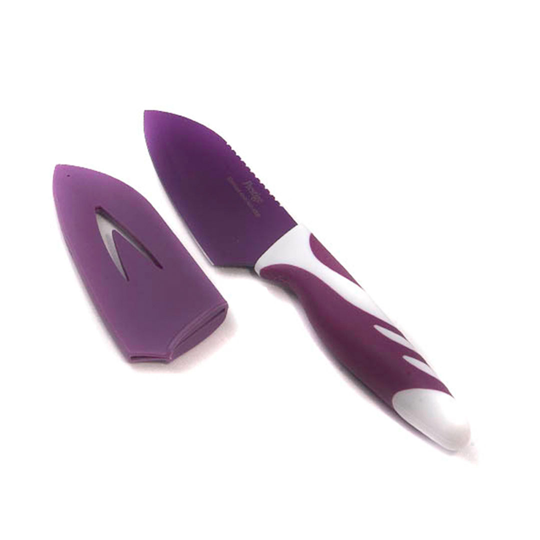 سكينة مطبخ بغطاء حماية - 11.5 سم - بنفسجي