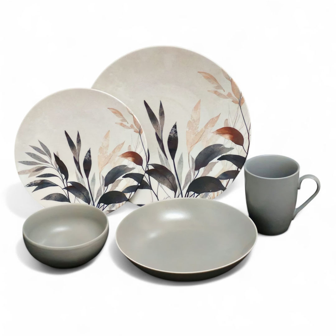 طقم عشاء بورسلين جراي سيرينيتي 24128 من ديليشيا - 30 قطعة