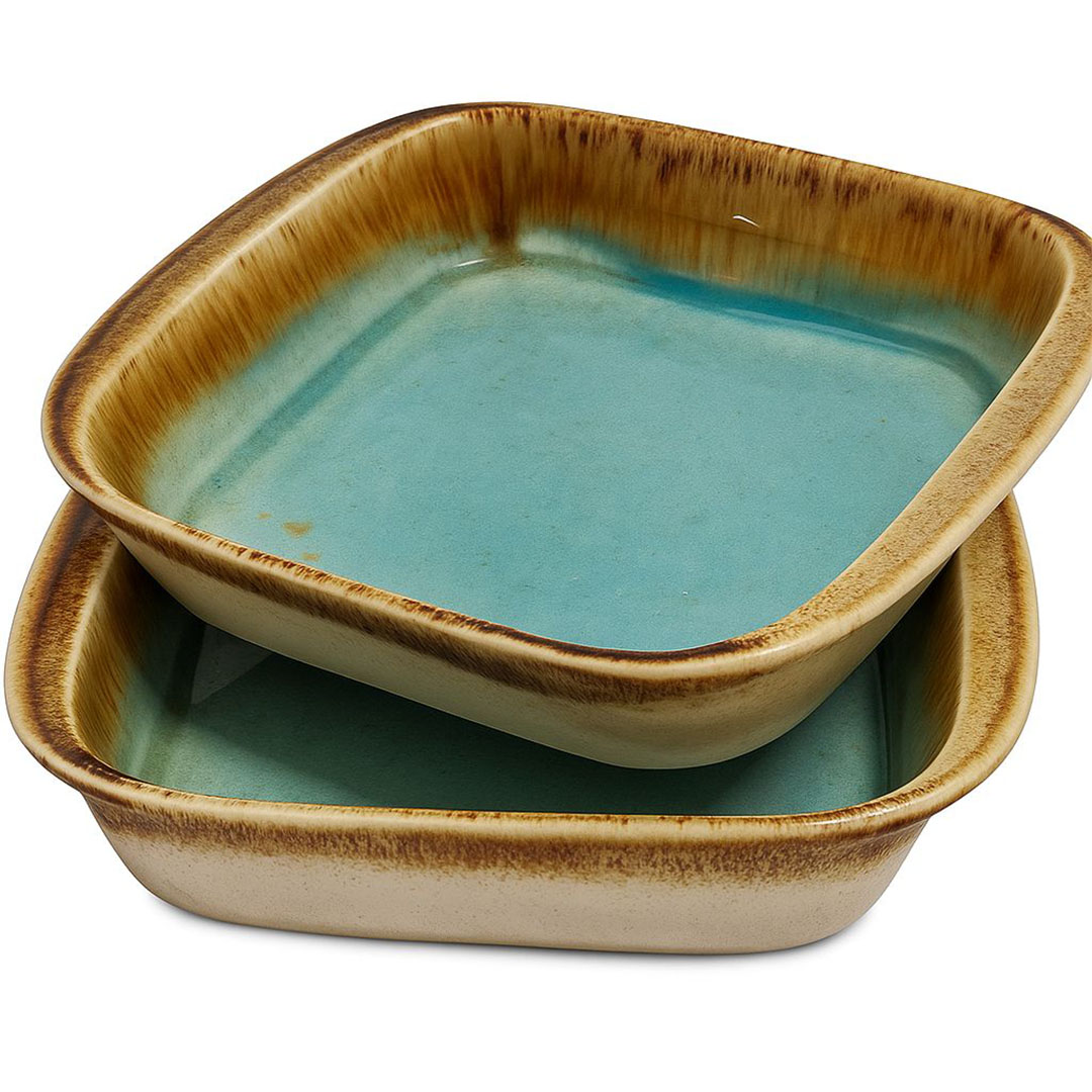 طقم 2 طبق جراتان من ايه ايه وان - بنى - 16*20