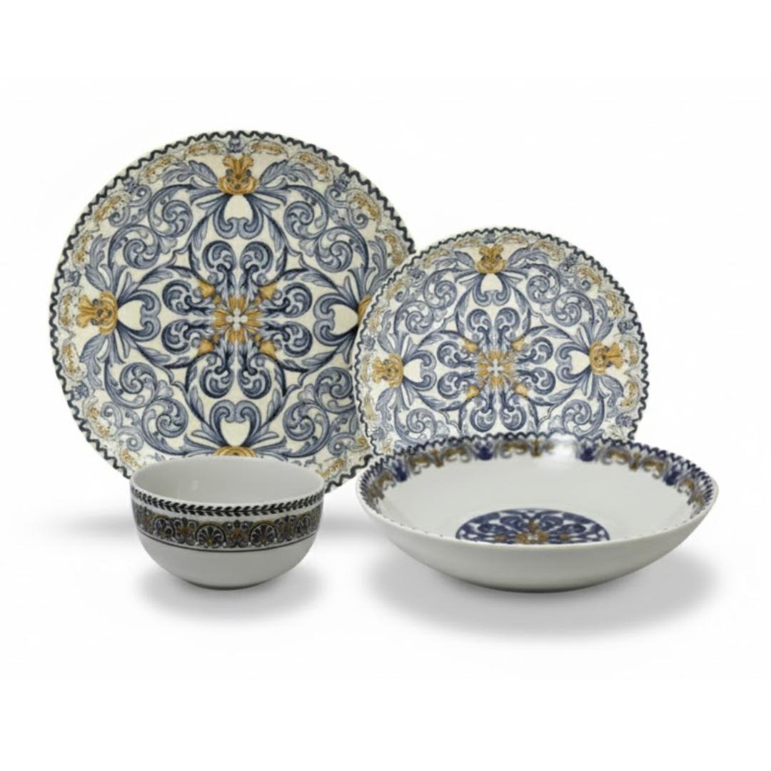 ديليسيا بورسلين طقم عشاء بتصميم تركي - 24 قطعة - رمادي