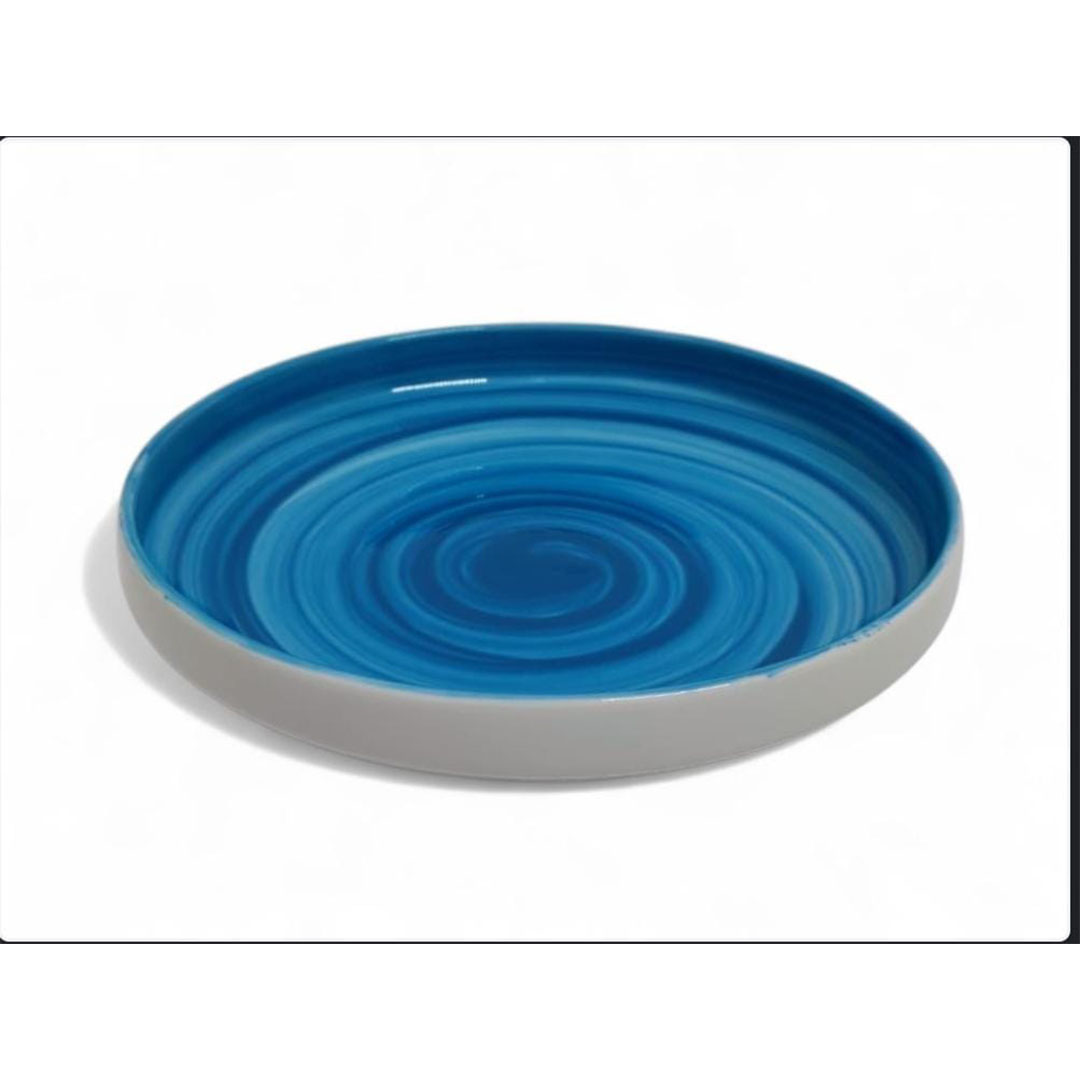 طبق بورسلين بحواف مرتفعة - 24 سم - أزرق