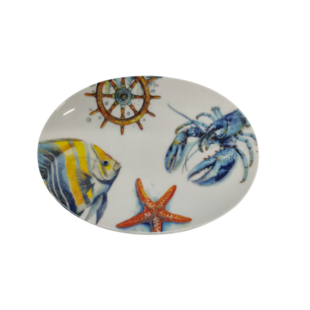 طبق بورسلين للتقديم بنقش ديجيتال - 24 سم - سمك