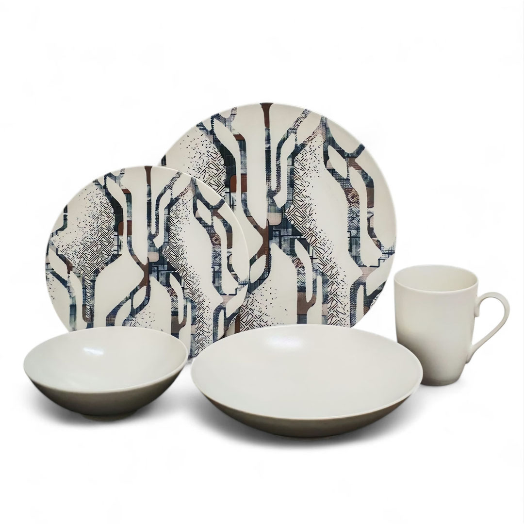 طقم عشاء بورسلين أورجانيك ميستري ديزاين من ديليشيا - 30 قطعة