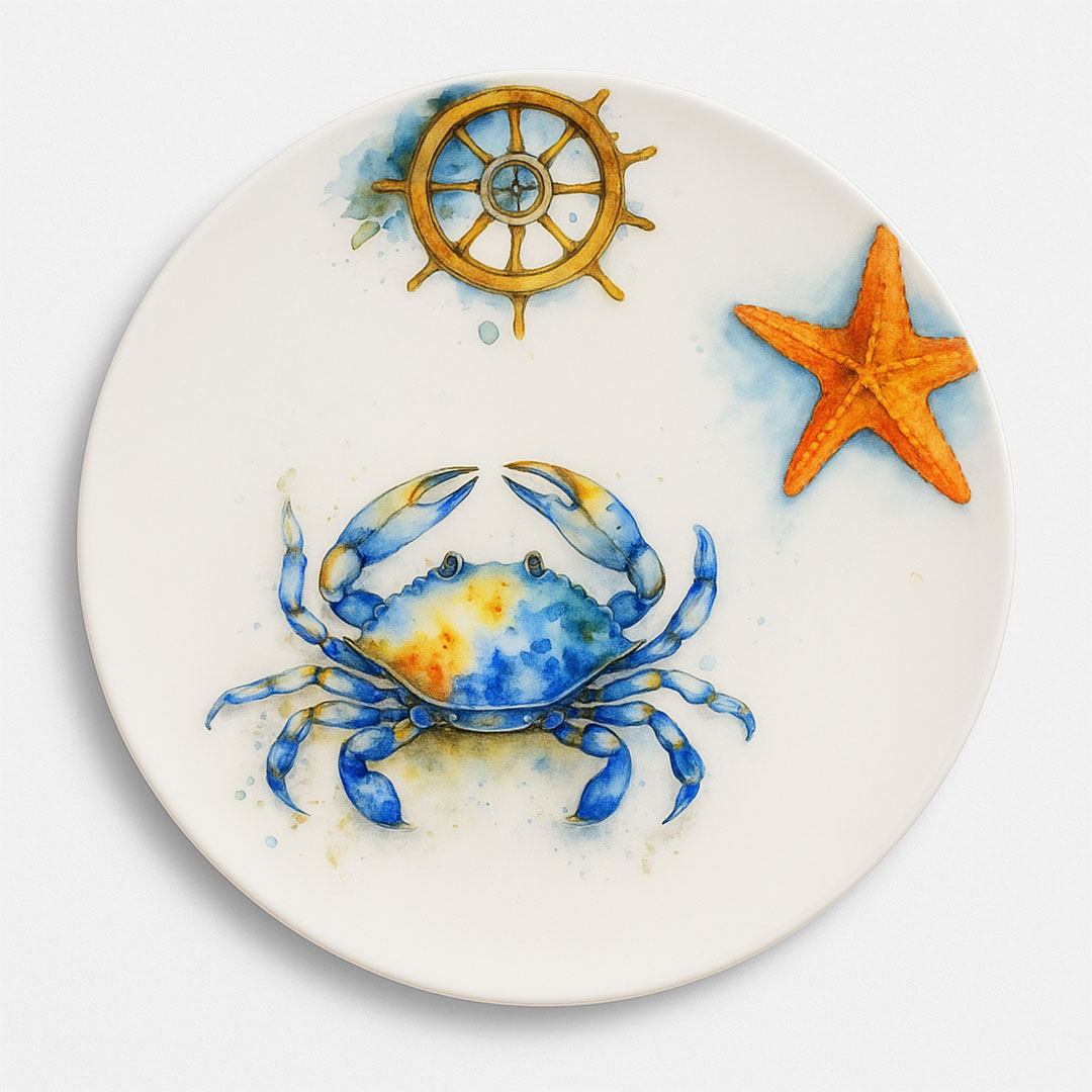 طبق بورسلين مطبوع من ديليشيا - تصميم كابوريا - 27 سم