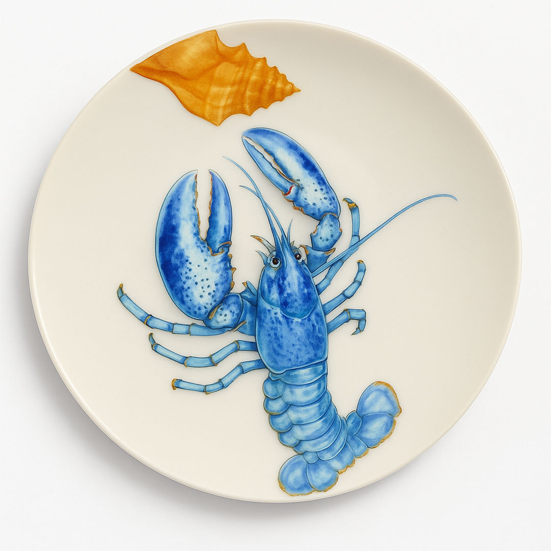 طبق بورسلين مطبوع من ديليشيا - تصميم استاكوزا - 27 سم