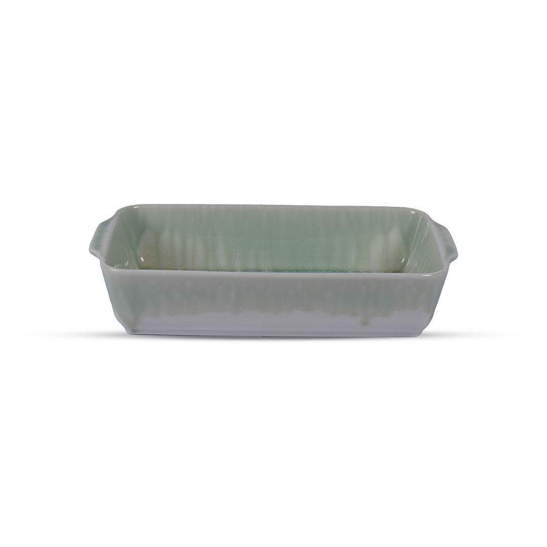 صينية فرن مستطيلة كبيرة مصنوعة يدويًا - 37 سم - رصاصي