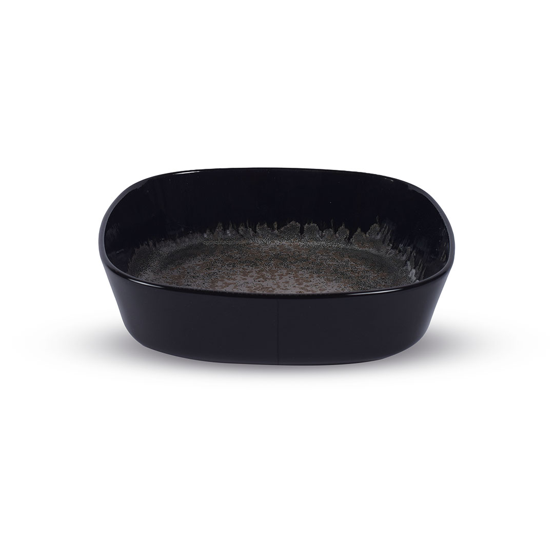 صينية فرن مربعة بورسلين - 25 سم - أسود