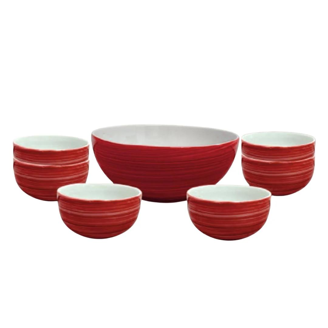 ديليسيا بورسلين طقم خشاف - 7 قطع - أحمر