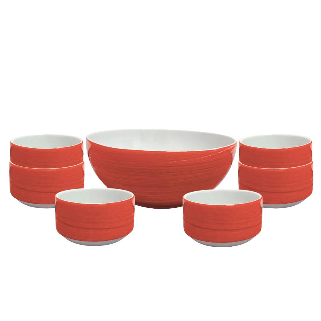 ديليسيا بورسلين طقم خشاف - 10 سم - 7 قطع - أحمر