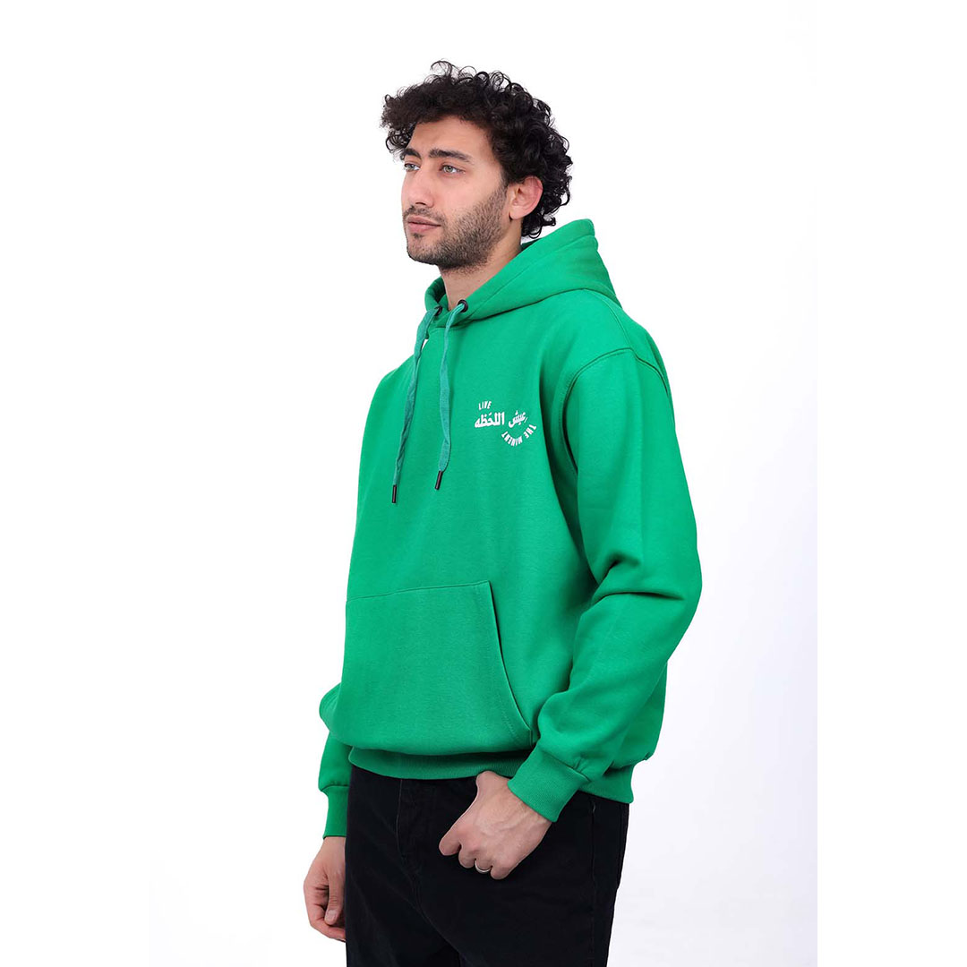 سويتشيرت ميلتون أوفر سايز بطباعة Live Moment - أخضر