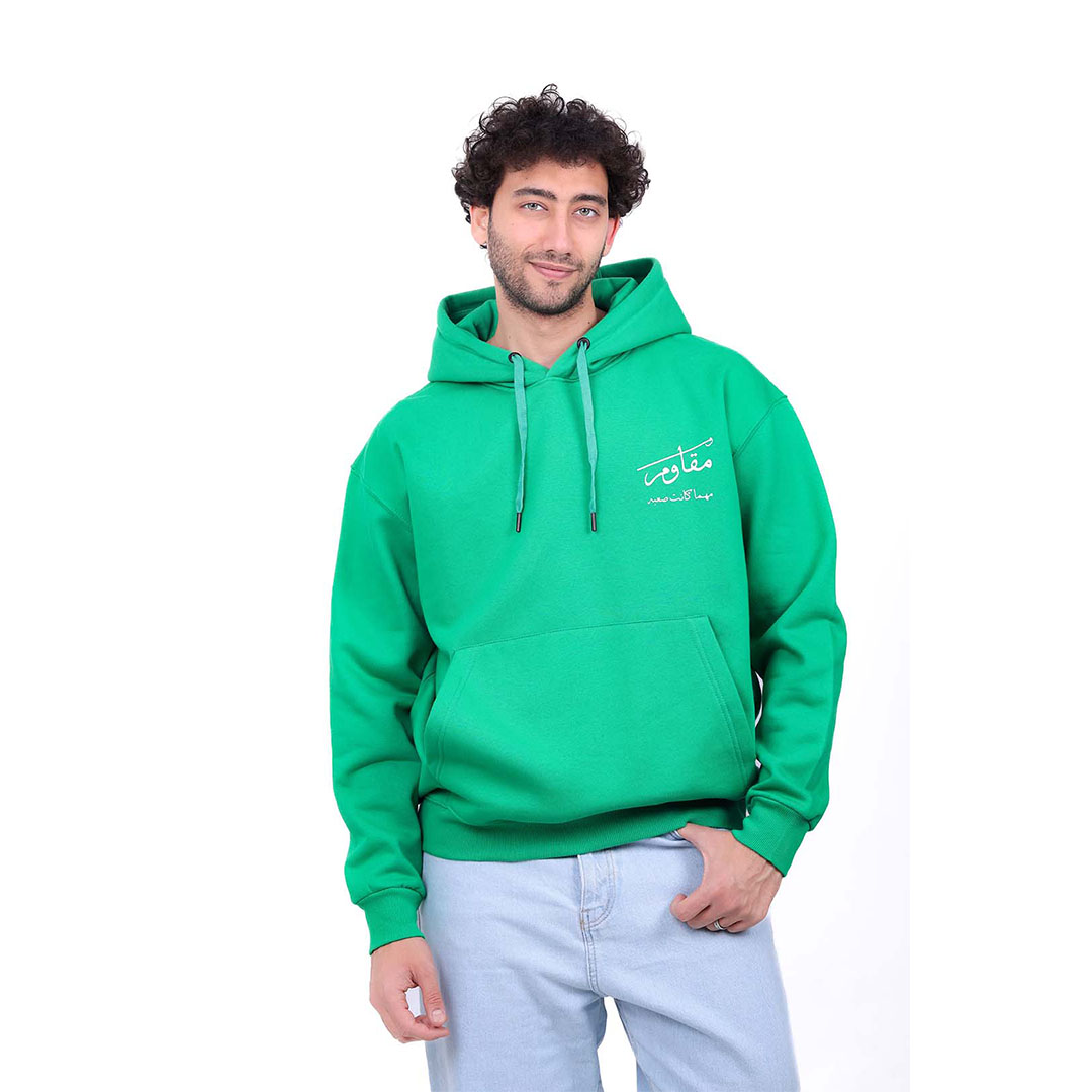 سويتشيرت ميلتون أوفر سايز بطباعة Never Give Up - أخضر