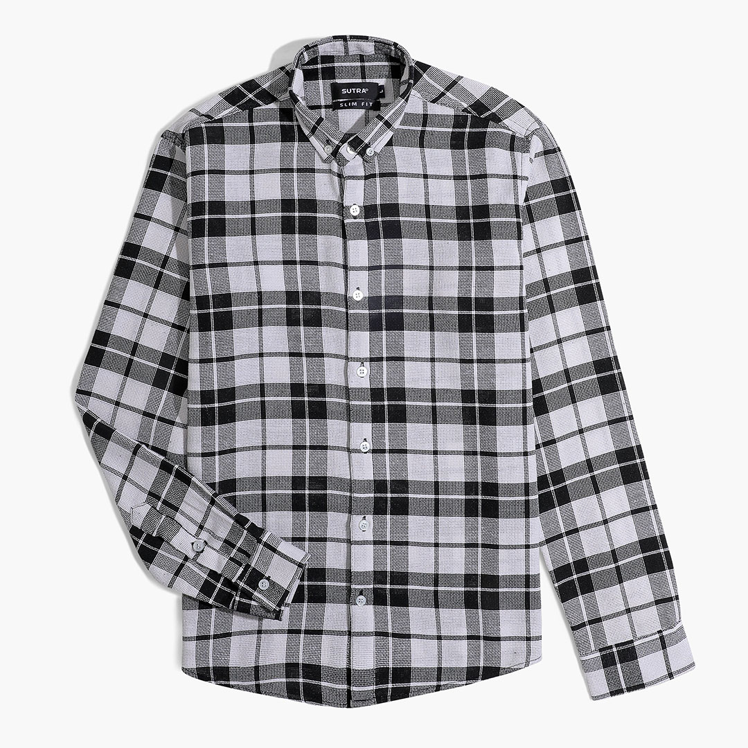 قميص كاروهات بكم رجالي