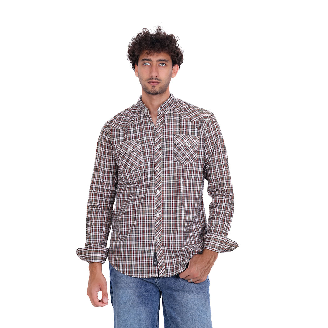 قميص قطن كاروه بكم رجالي