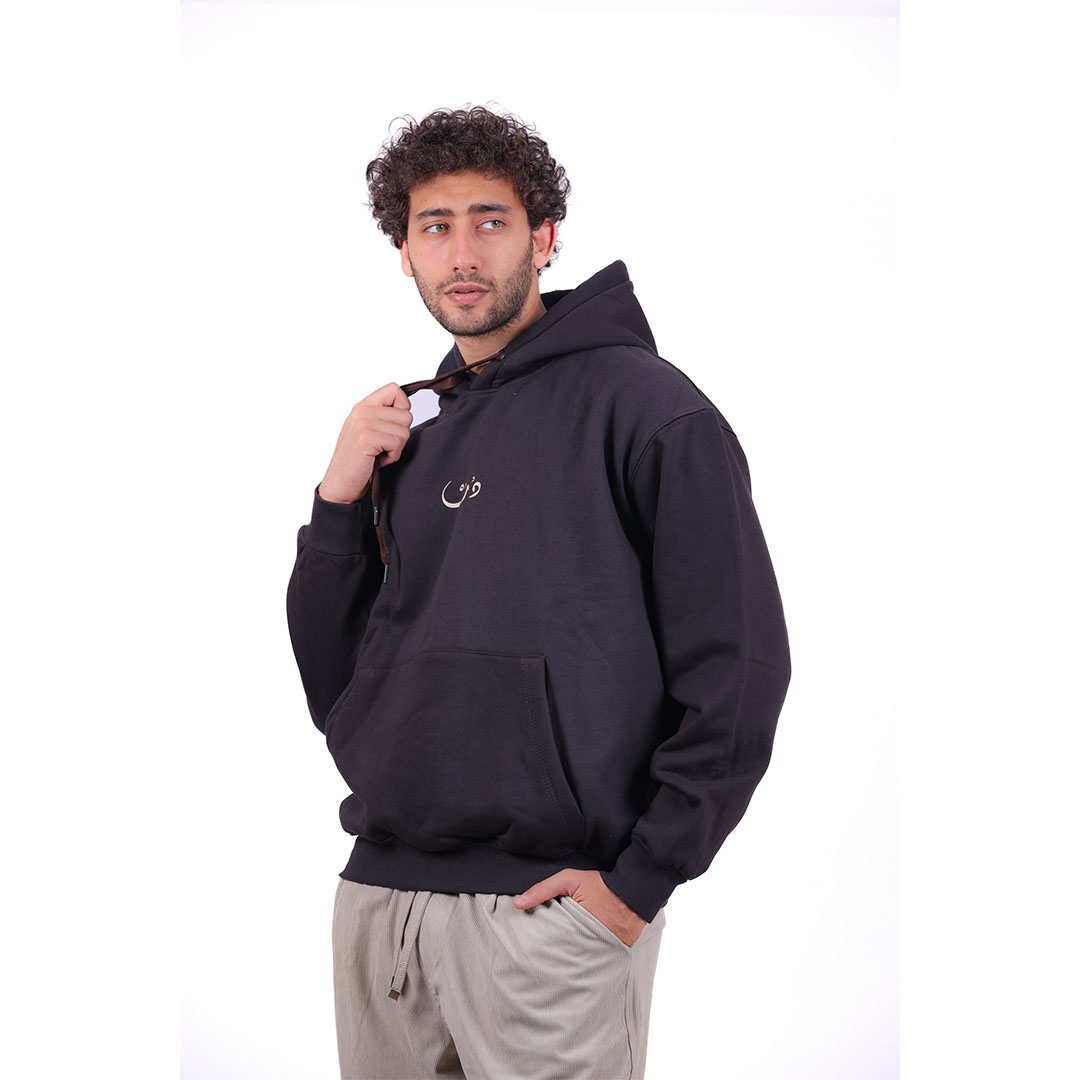 سويت شيرت ميلتون بغطاء رأس مطبوع مسارات - بني