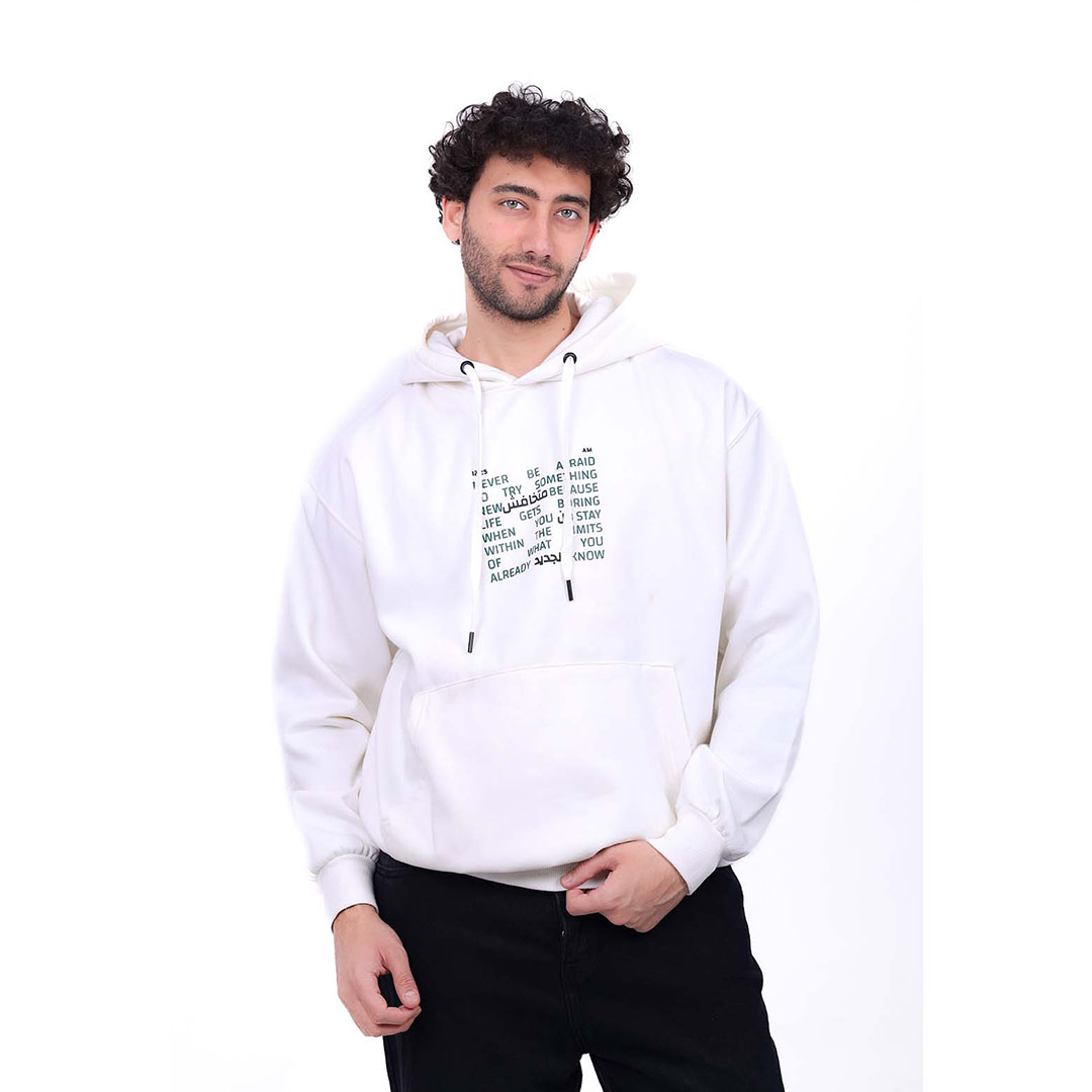 سويتشيرت ميلتون أوفر سايز بطباعة Donot Fear - أبيض