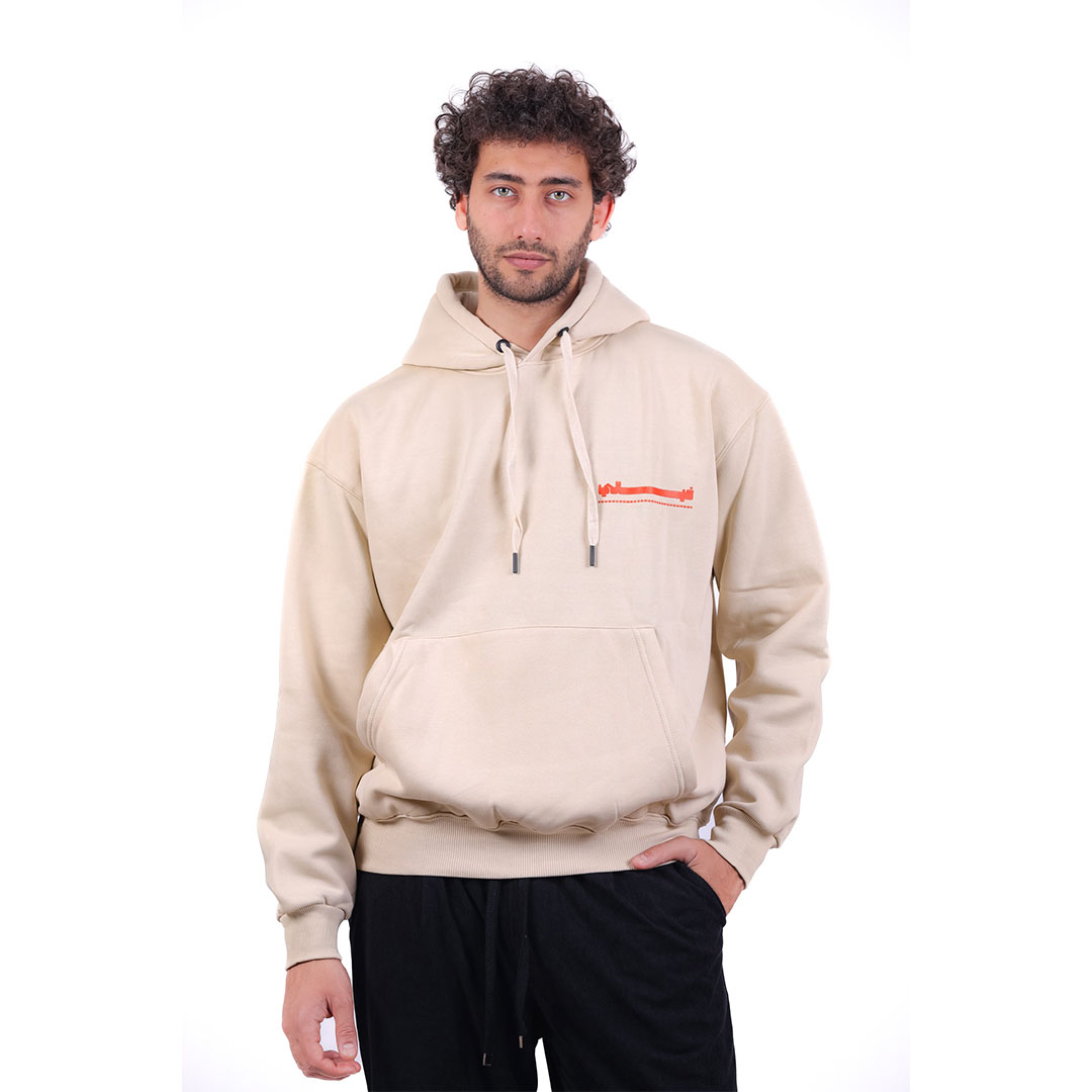 سويت شيرت ميلتون بغطاء رأس أوفر سايز مطبوع فانتازي - بيج