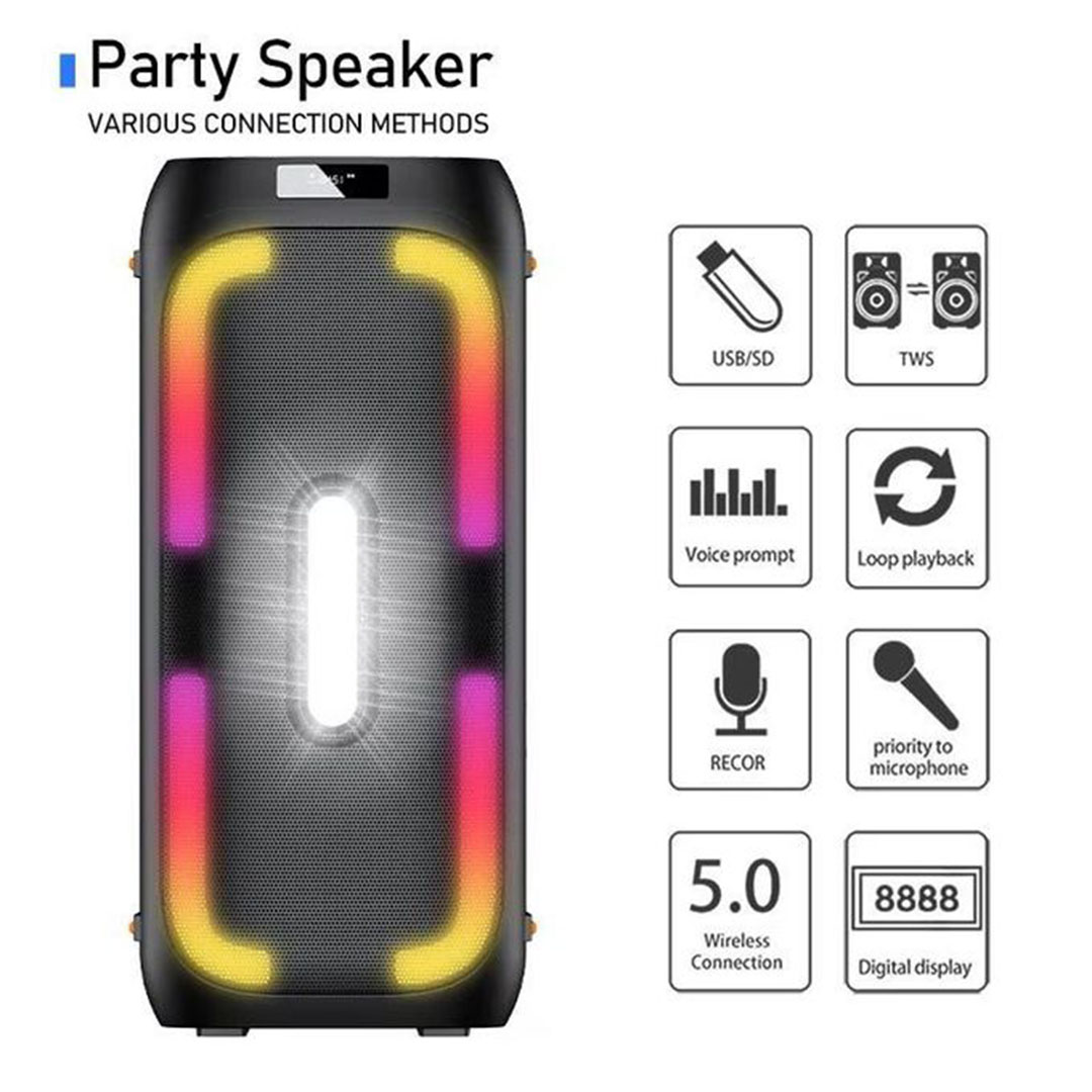 كونيكس - صب ووفر - 8 بوصة - بلوتوث - USB - إضاءة LED - بطارية 4400 مللي أمبير