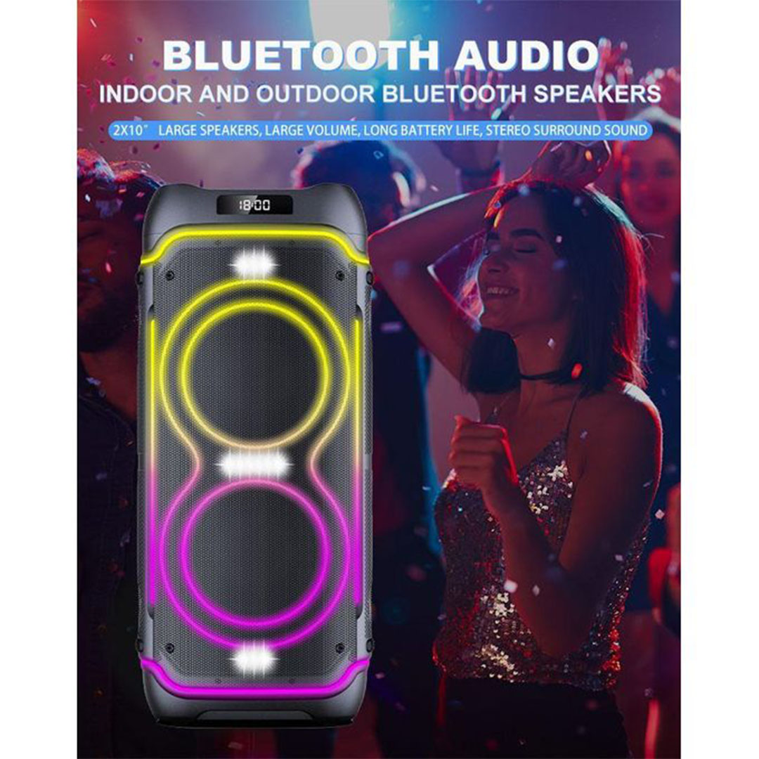 كونيكس - صب ووفر - 10 بوصة - بلوتوث - USB - إضاءة LED - بطارية 7000 مللي أمبير