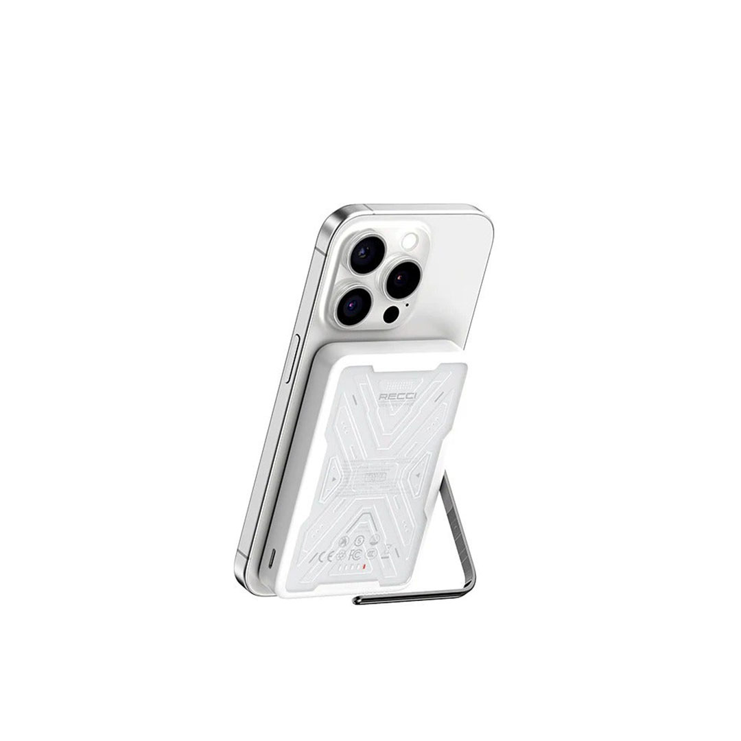 باور بانك سلسلة وورير - ريتشي - RPB-W32 - سعة 10000 مللي أمبير - شحن سريع PD 20 واط - شحن لاسلكي 15 واط - حامل مدمج