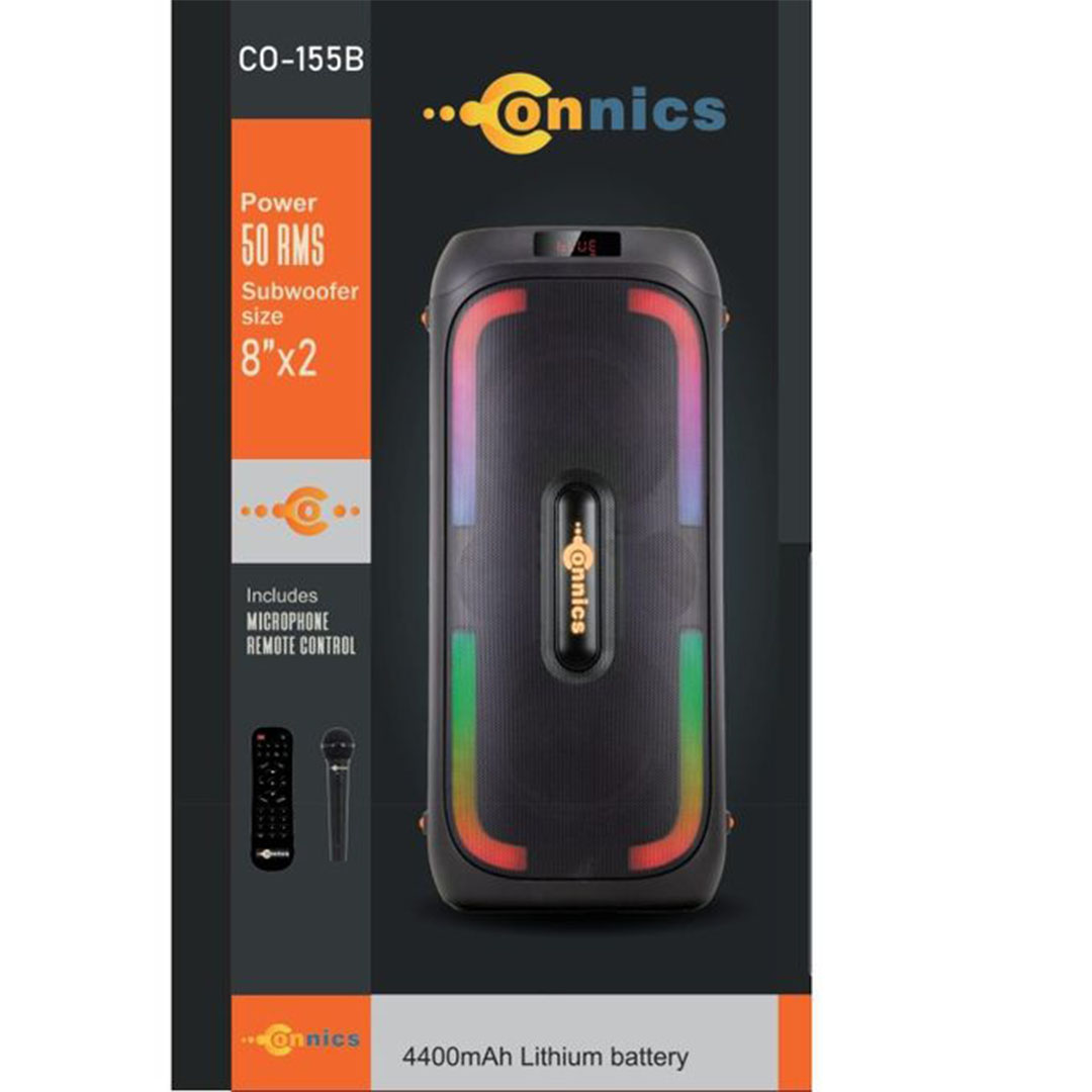 كونيكس - صب ووفر - 8 بوصة - بلوتوث - USB - إضاءة LED - بطارية 4400 مللي أمبير