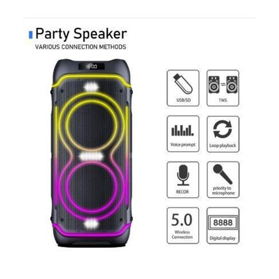 كونيكس - صب ووفر - 10 بوصة - بلوتوث - USB - إضاءة LED - بطارية 7000 مللي أمبير