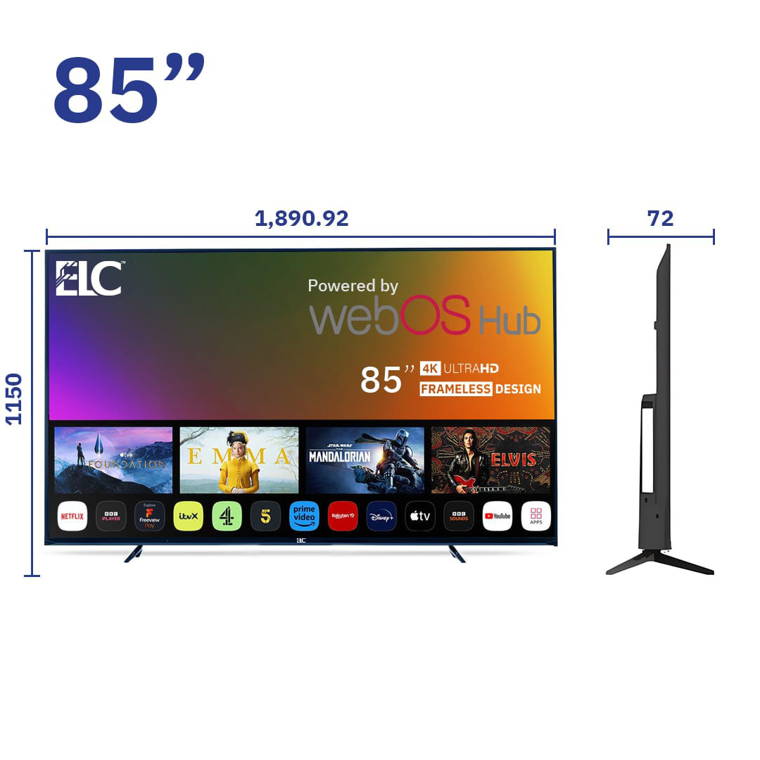 تلفزيون سمارت ELC بدون إطار - LED - 4K UHD - حجم 85 بوصة - ELC85M1TSWO