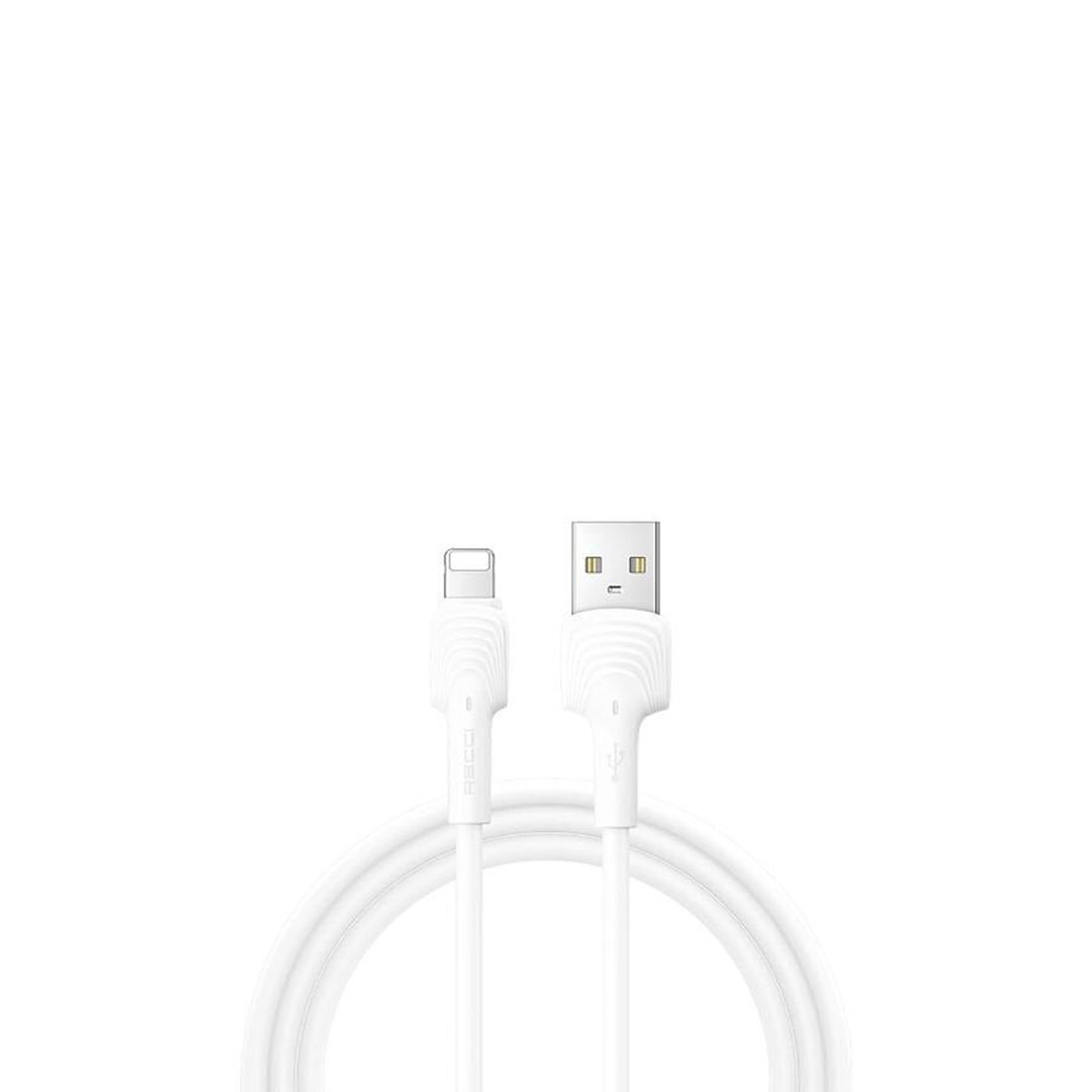 كيبل شحن وناقل بيانات Lightning - Recci - RTC-N26L، يدعم الشحن السريع 2.4A، طول 100 سم، اللون أبيض