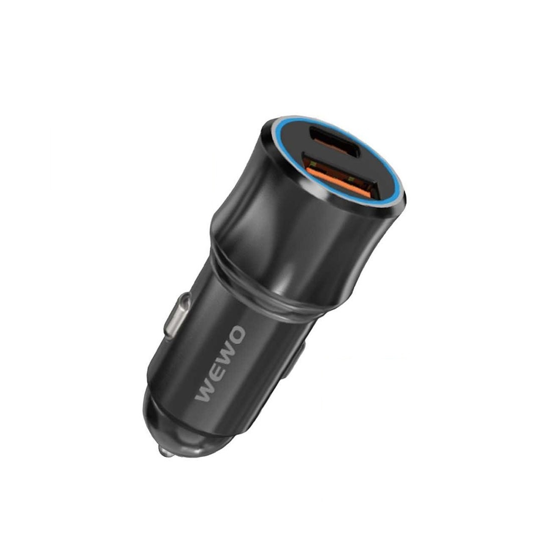 شاحن سيارة سريع ثنائي المنفذ - PD+QC- C38 - 38 واط - أسود