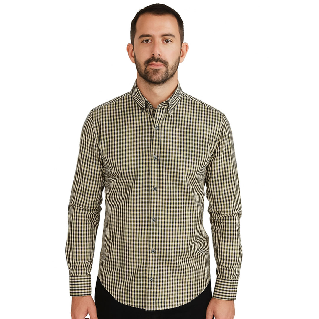 قميص رجالي ليكرا كاروه كاجوال كم طويل