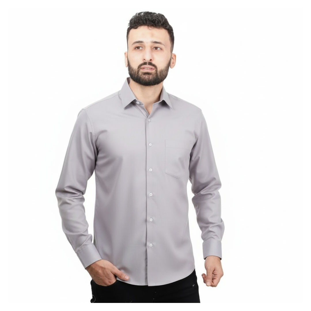 قميص رجالي كاجوال سادة كم طويل