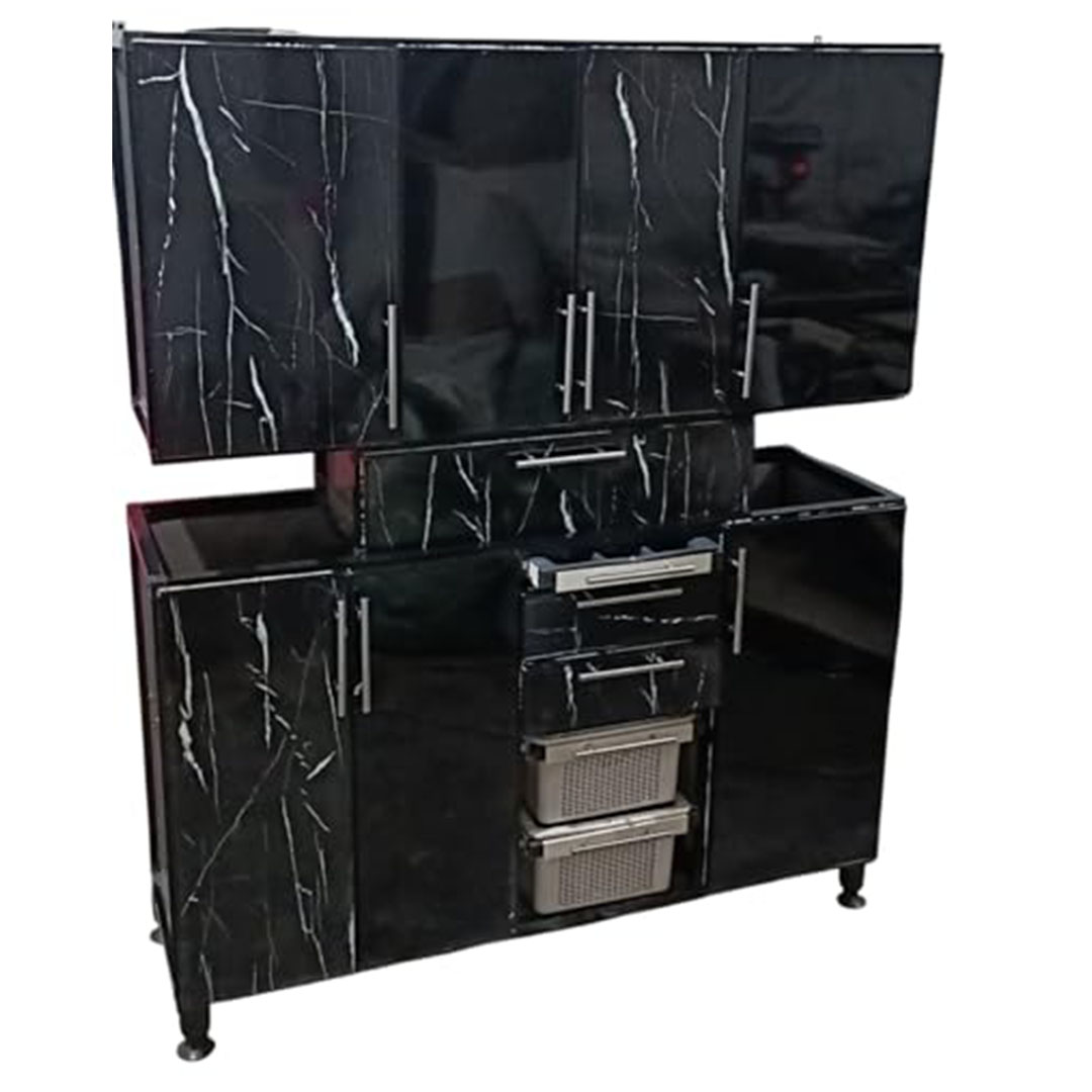 مطبخ بدلف كلادينج ضد الكسر - 160 سم - أسود رخامي