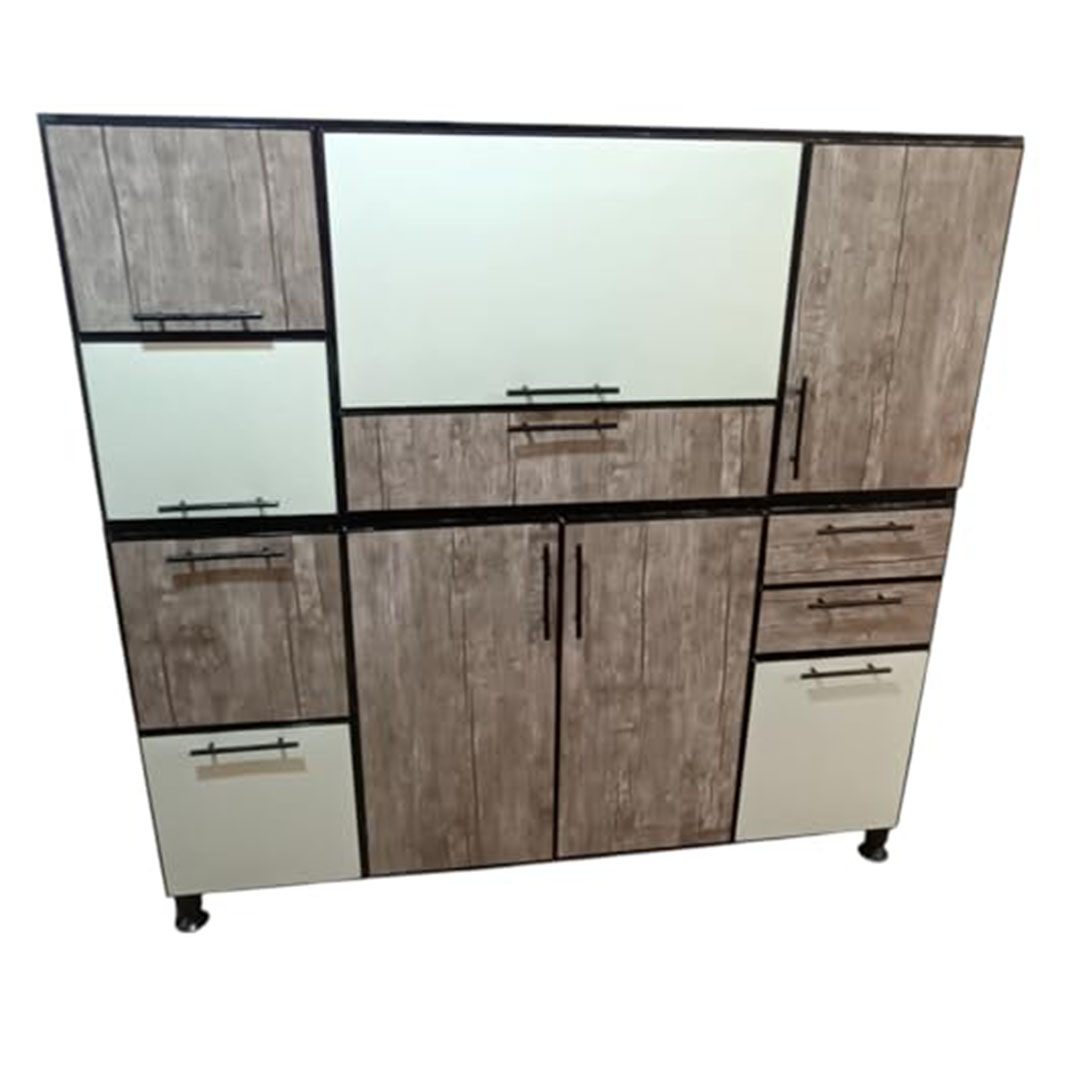 مطبخ ألوميتال قطعتين - 160 سم - بيج