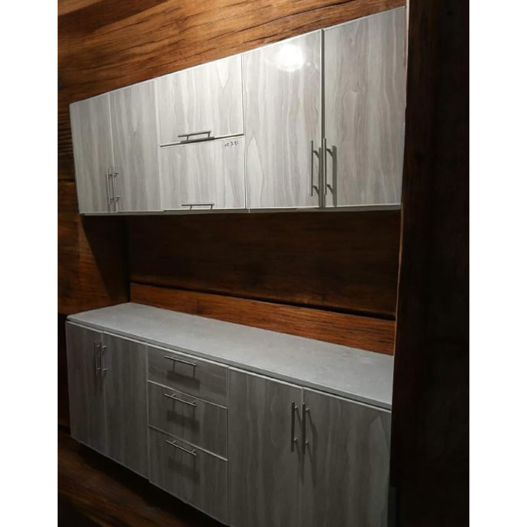 مطبخ ألوميتال - 2 متر - بيج رخامي